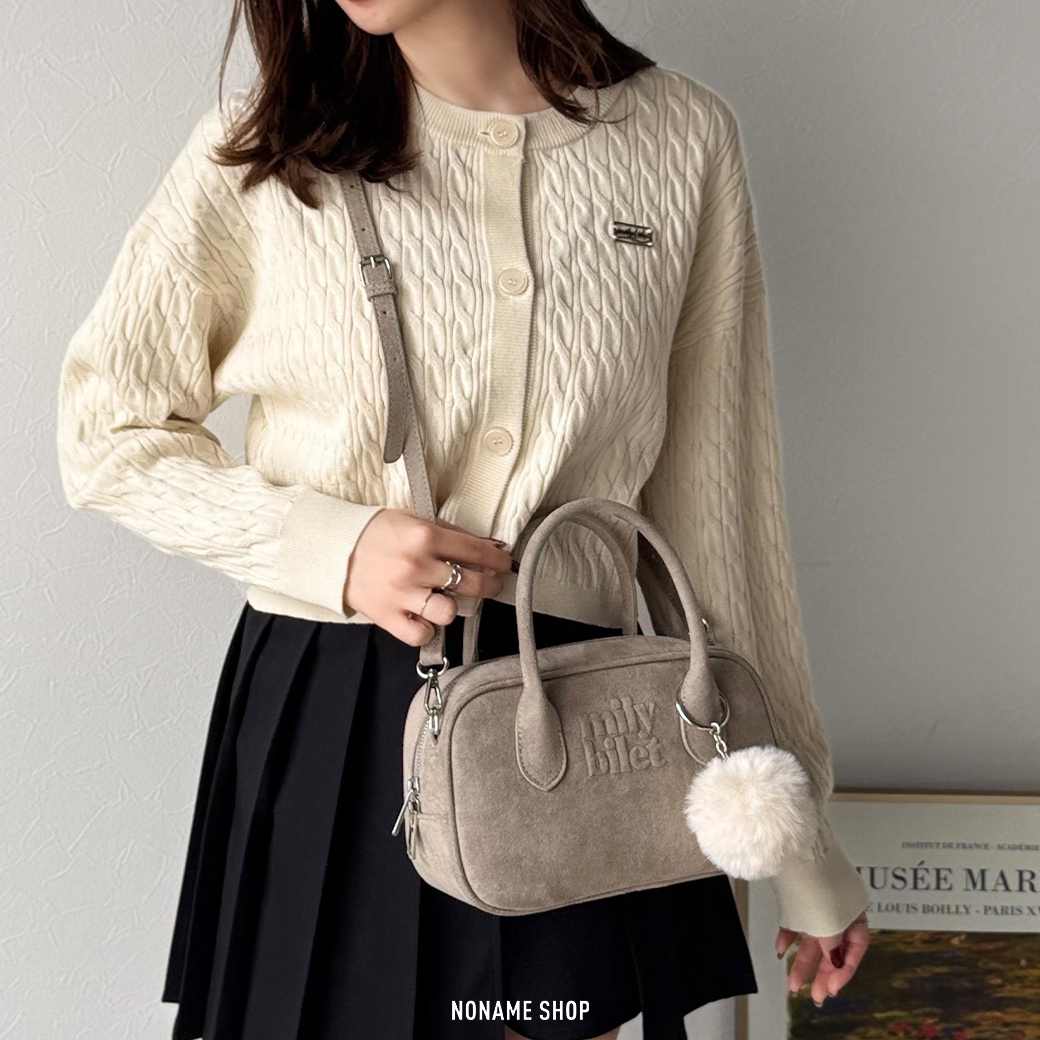 MILY BILET 日本限定 麂皮 LOGO 波士頓包 單肩包 肩背包 手提包 四色