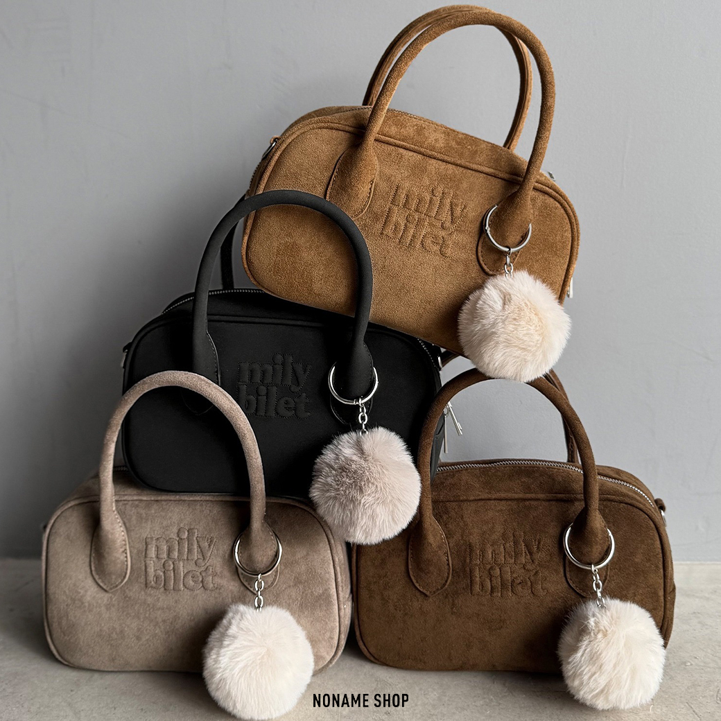 MILY BILET 日本限定 麂皮 LOGO 波士頓包 單肩包 肩背包 手提包 四色