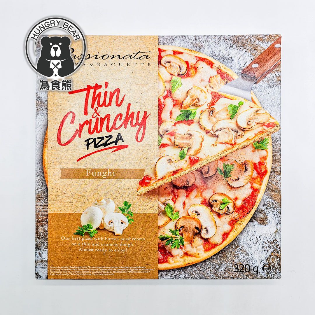 (蘑菇芝士9.5寸脆薄批) 波蘭直送 - 蕃茄蘑菇芝士香脆薄批披薩 320g (急凍-18°C) PIZZA 圓形批 薄餅