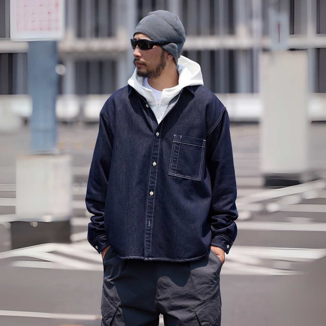 萊賽爾日系原色牛仔襯衫