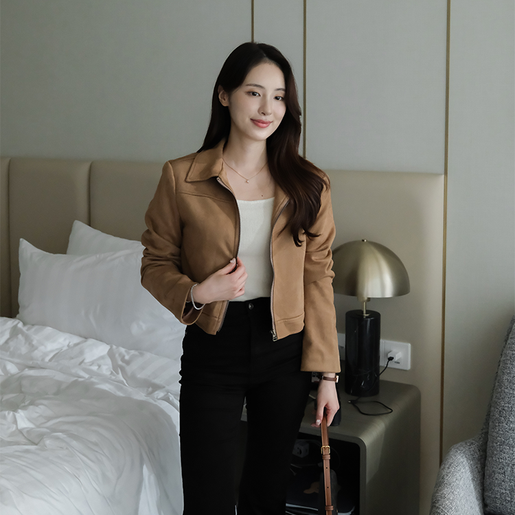 【🌸早春新品 】Evelyn 質感麂皮短版外套  ( 2 colors)