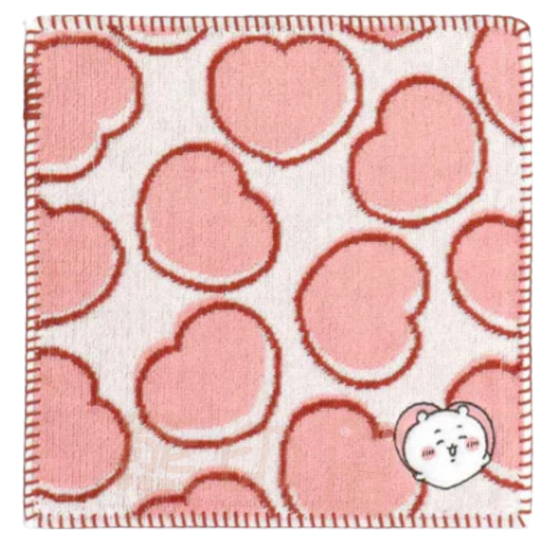 Chiikawa吉伊卡哇心形方毛巾 面巾  100％棉 (粉紅色)