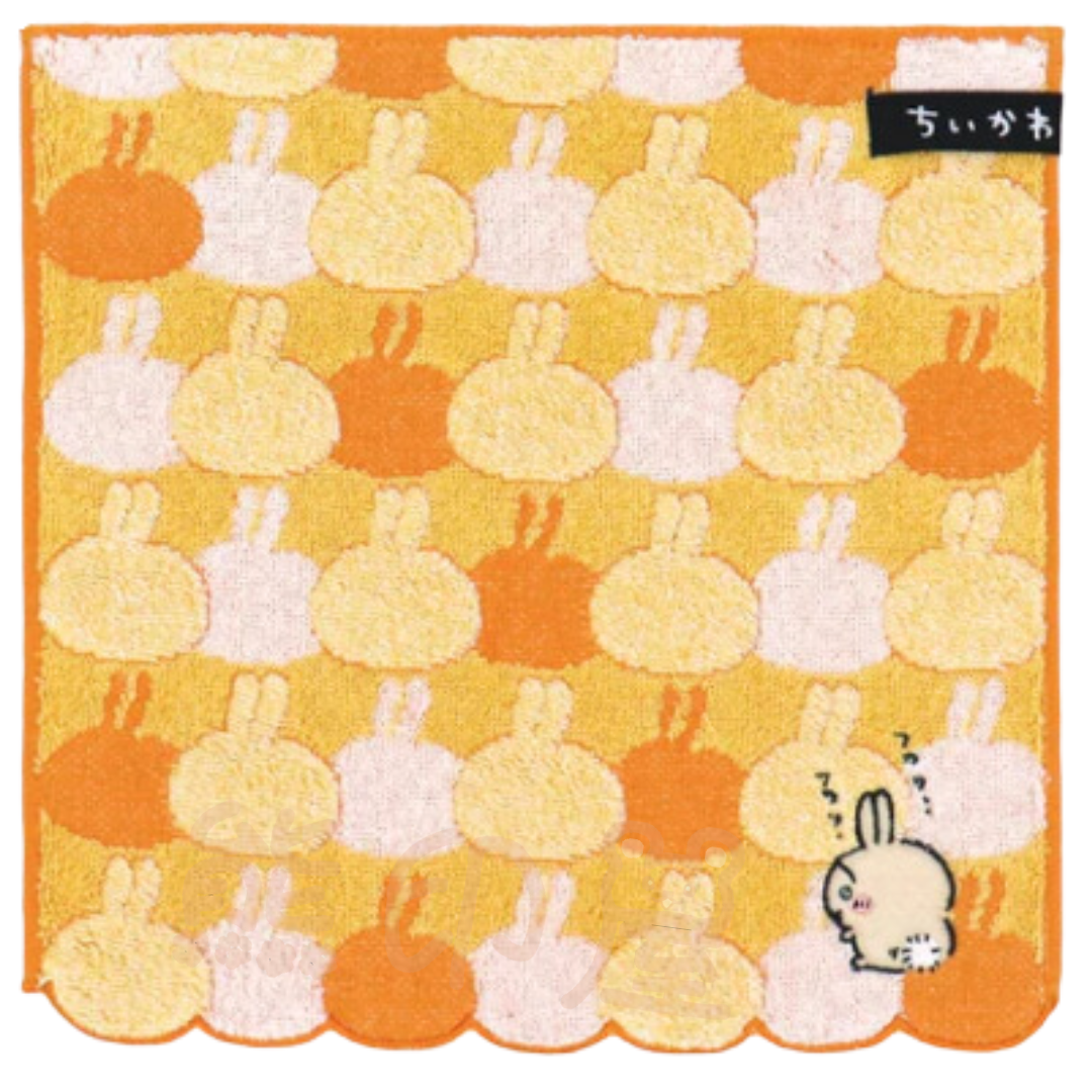 Chiikawa兔子公仔方形毛巾 面巾  100％棉 (黃色)