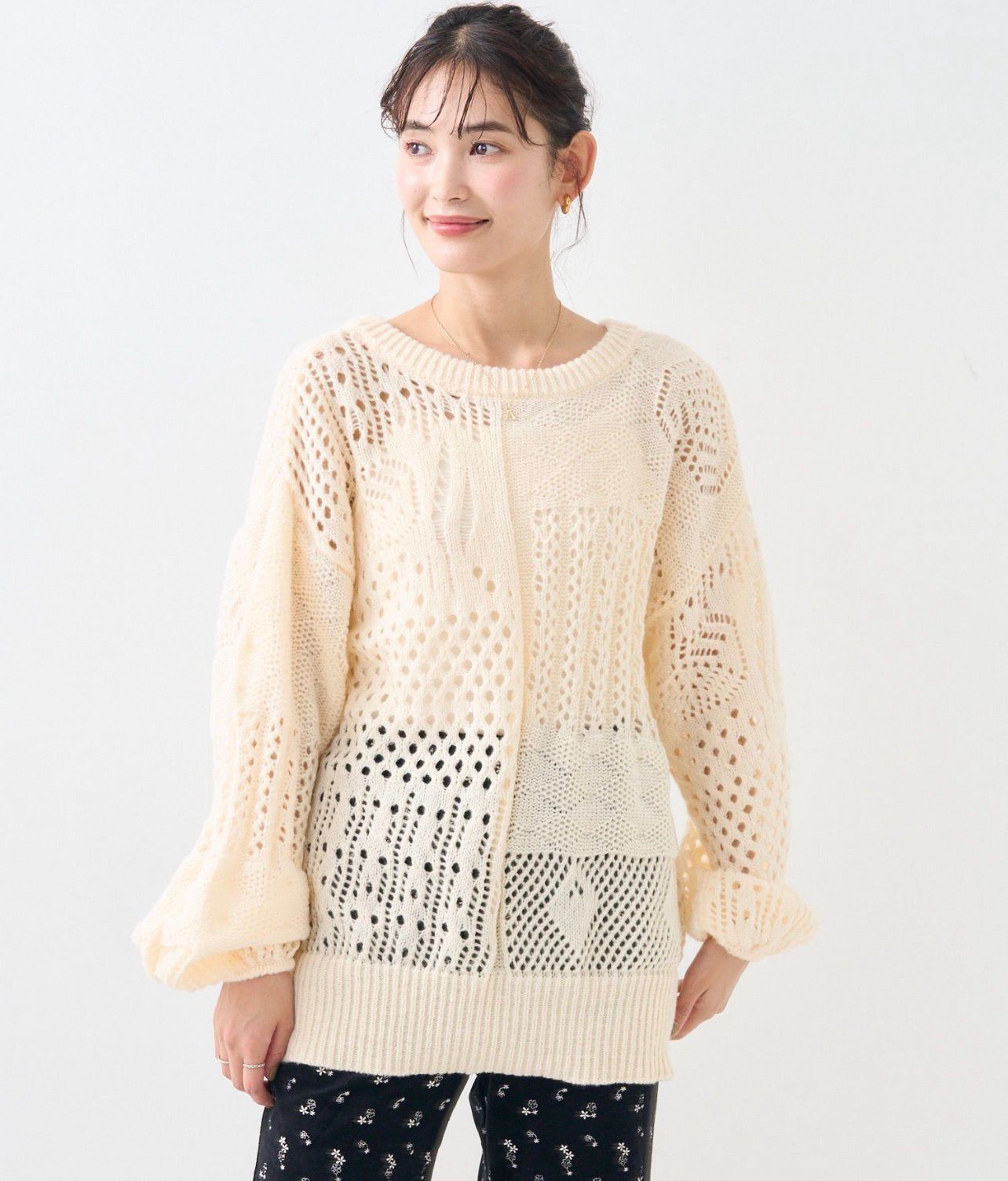 【預購】JN091712  FREAK'S STORE 雙向絲帶鏤空針織上衣(FREE SIZE)