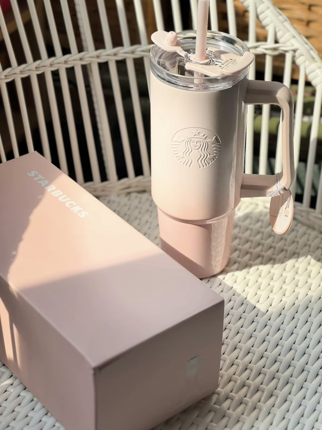 Starbucks 漸層粉 不鏽鋼 雙飲隨行杯 900ml