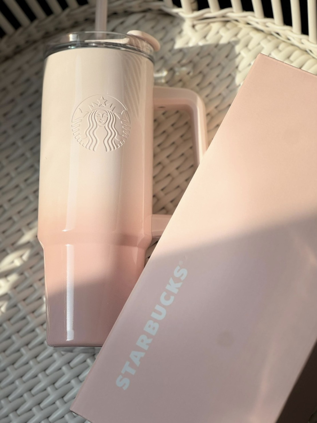 Starbucks 漸層粉 不鏽鋼 雙飲隨行杯 900ml