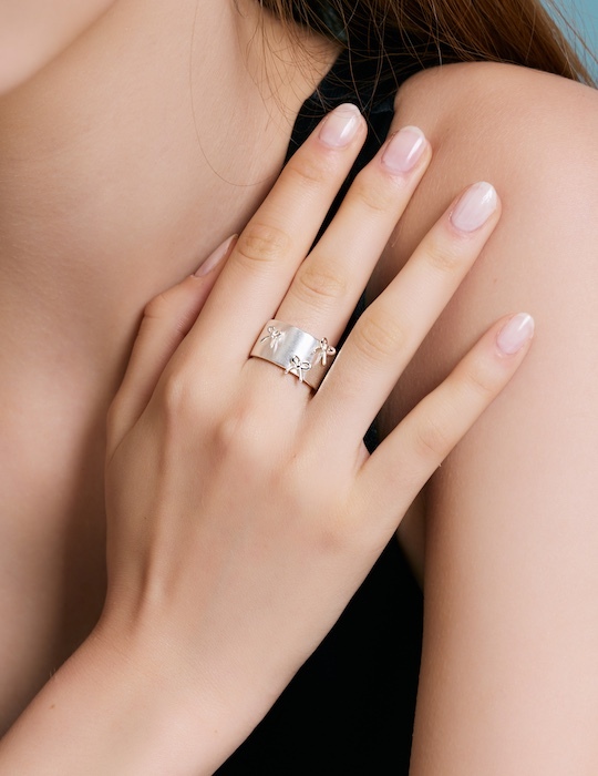 立體緞帶霧紗可調戒指