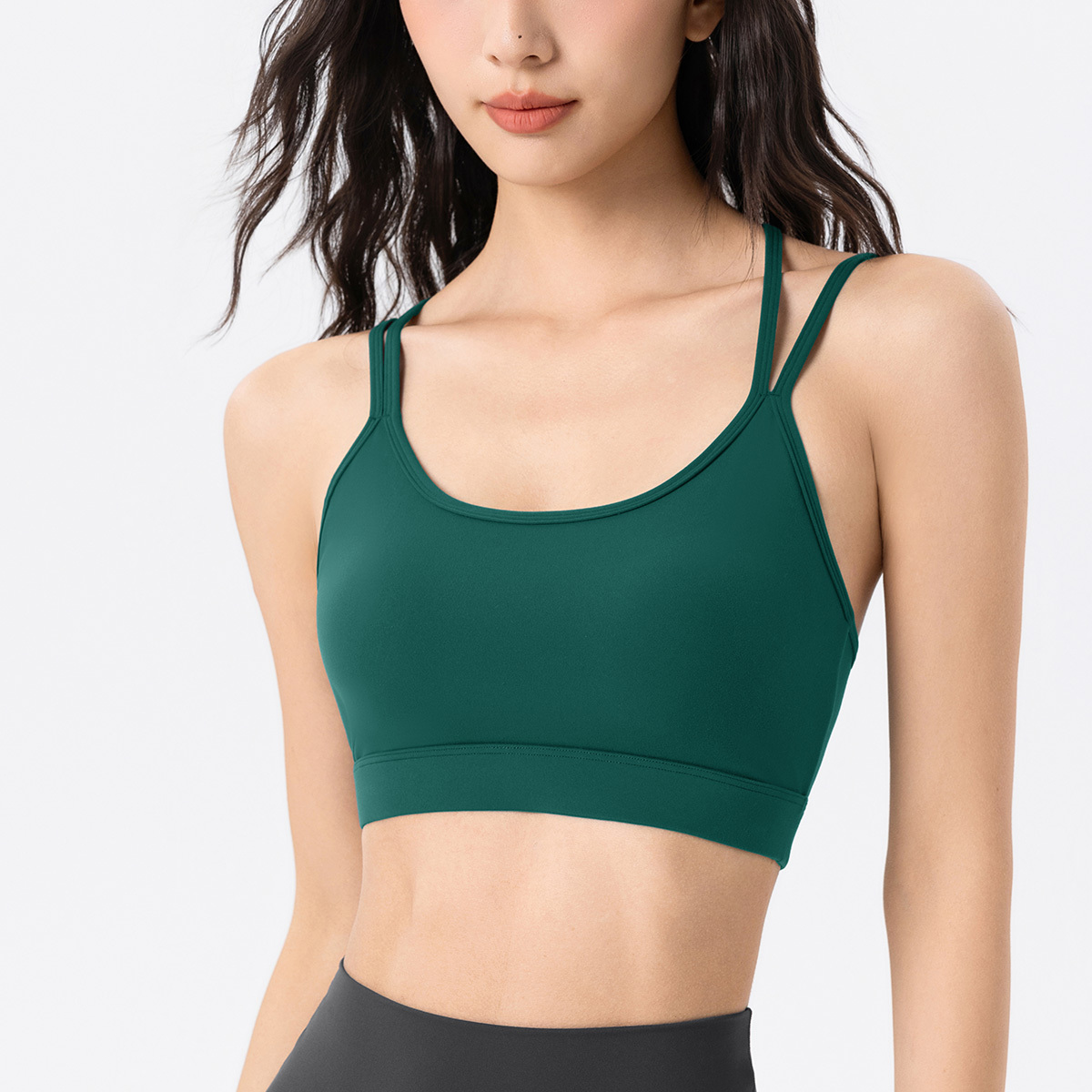 中強度雙細線交叉美背瑜珈/運動/機能內衣【半固定罩杯】