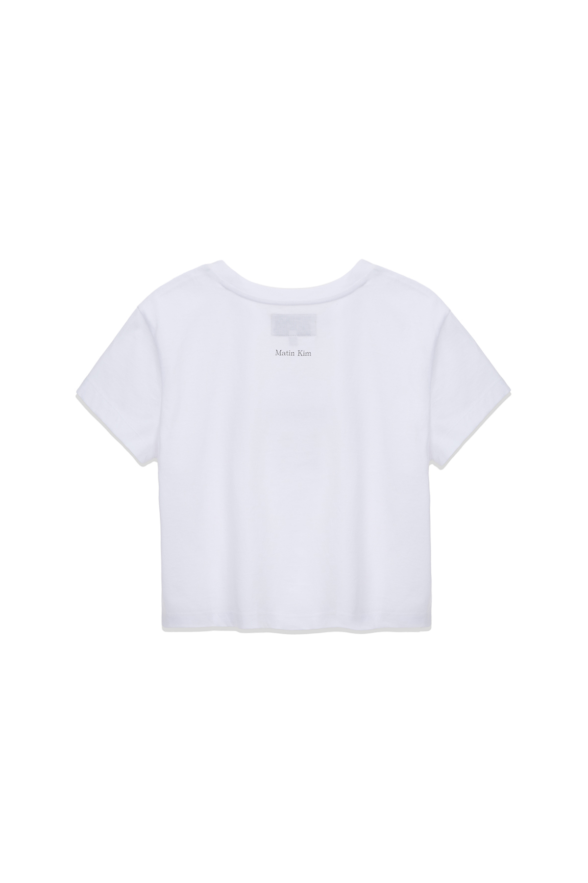 韓文元素圓標LOGO短版上衣 白色