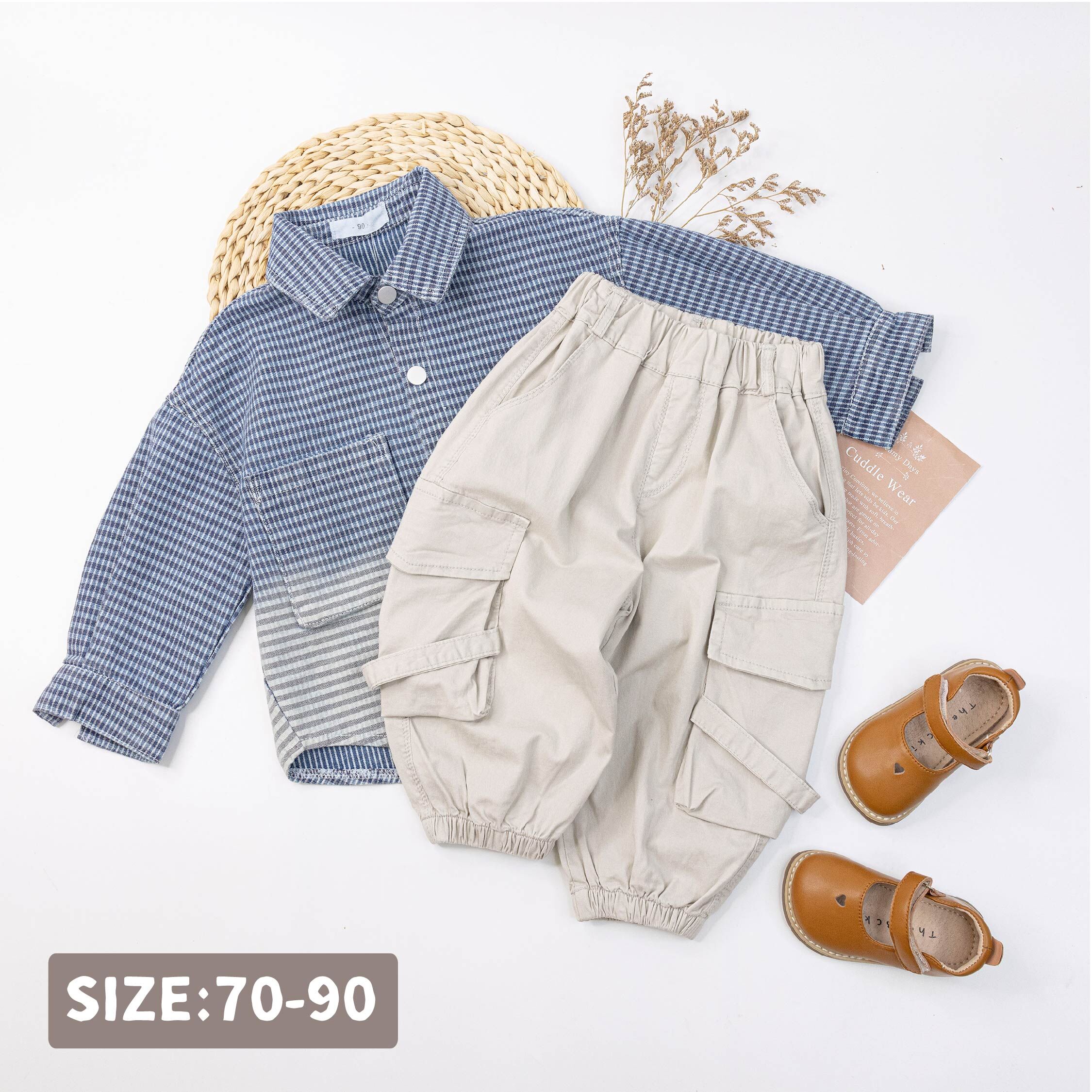 【H55111】極簡側口袋設計縮口褲