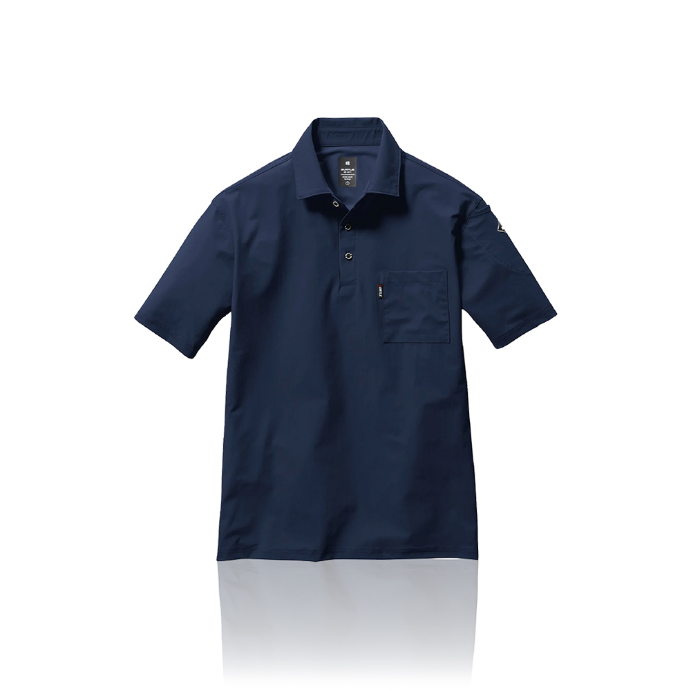 BURTLE 237-3 工作Polo襯衫短袖 藍色
