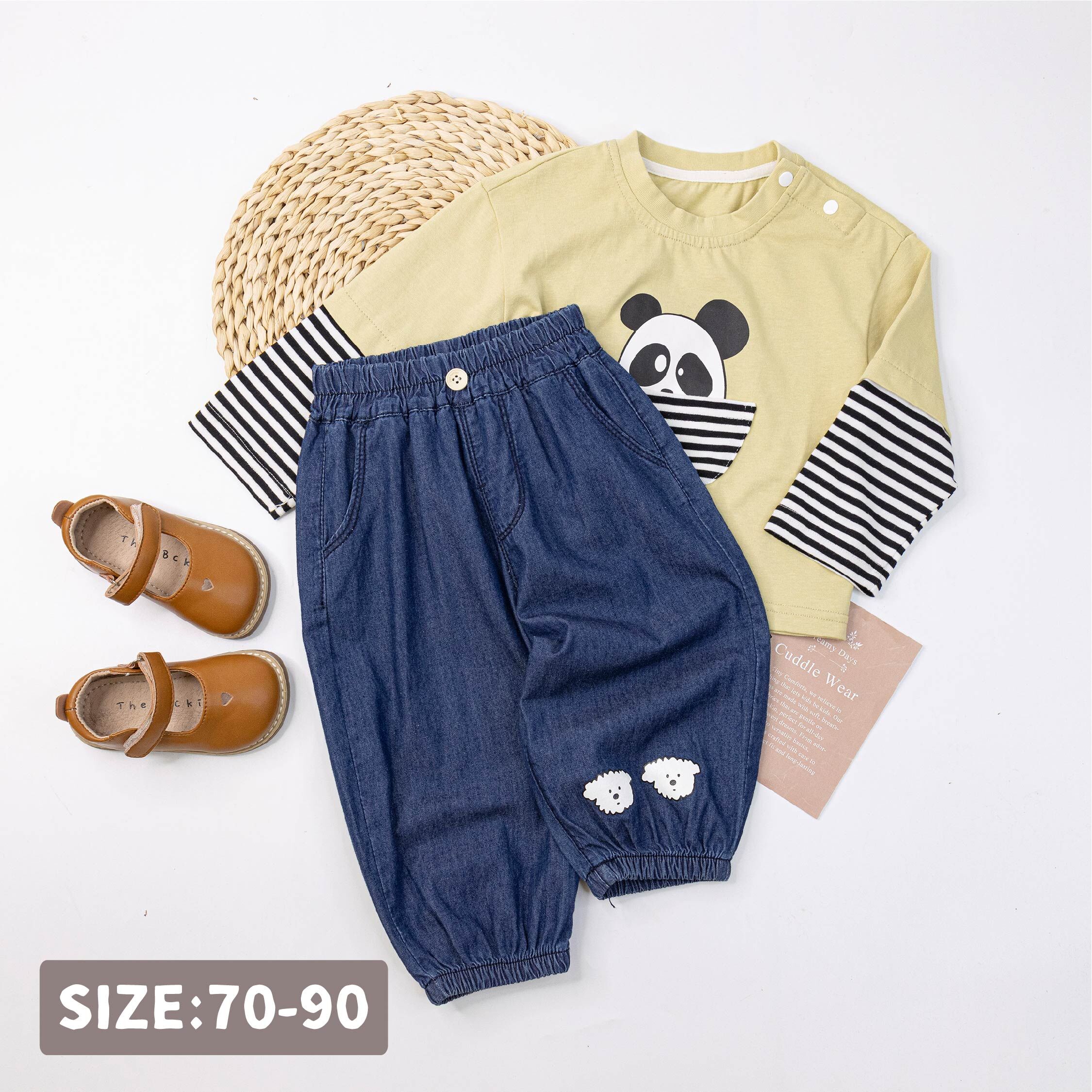 【H55102】Q萌童趣狗狗質感縮口褲