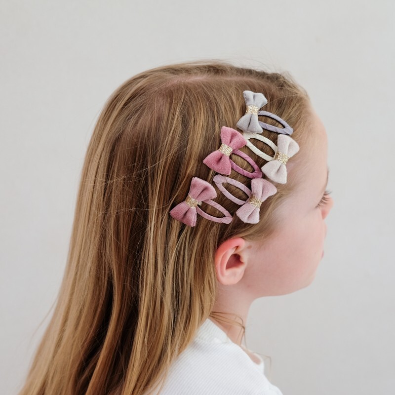 Mimi & Lula 夢幻王國-天鵝絨蝴蝶結滴答夾5入