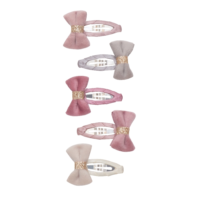 Mimi & Lula 夢幻王國-天鵝絨蝴蝶結滴答夾5入