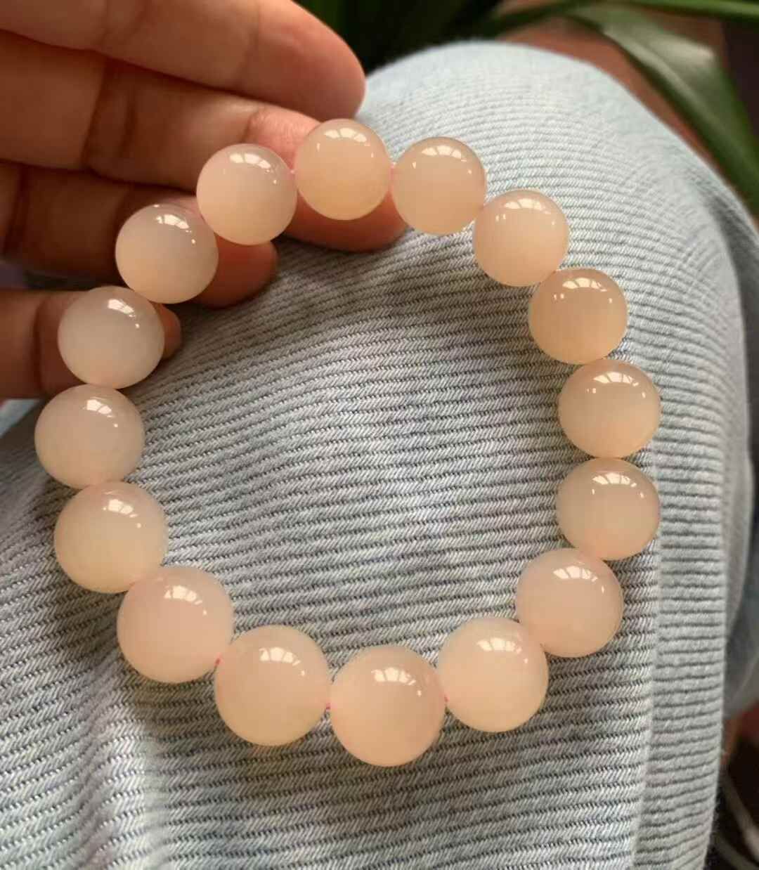 96736 和田玉果凍藕粉手串 (12mm直徑)