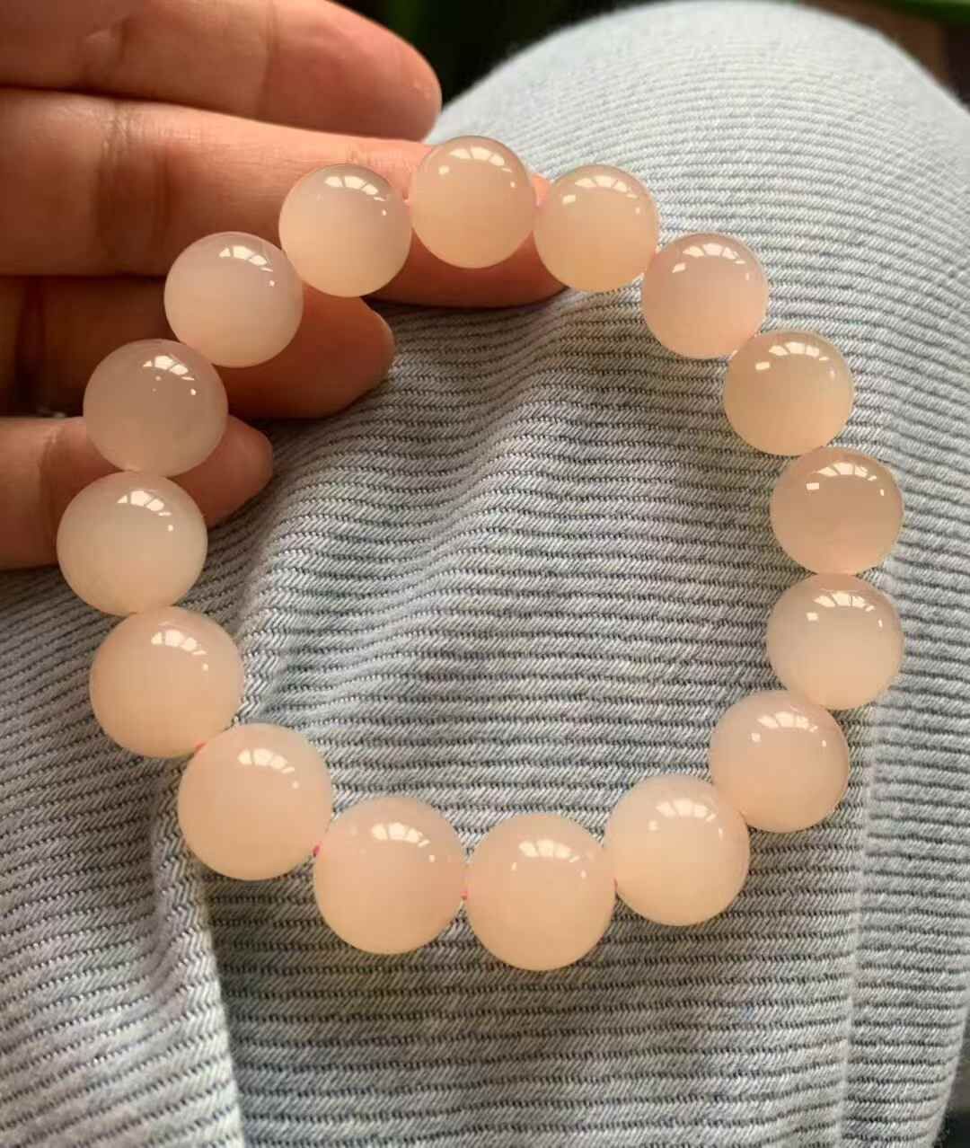 96736 和田玉果凍藕粉手串 (12mm直徑)