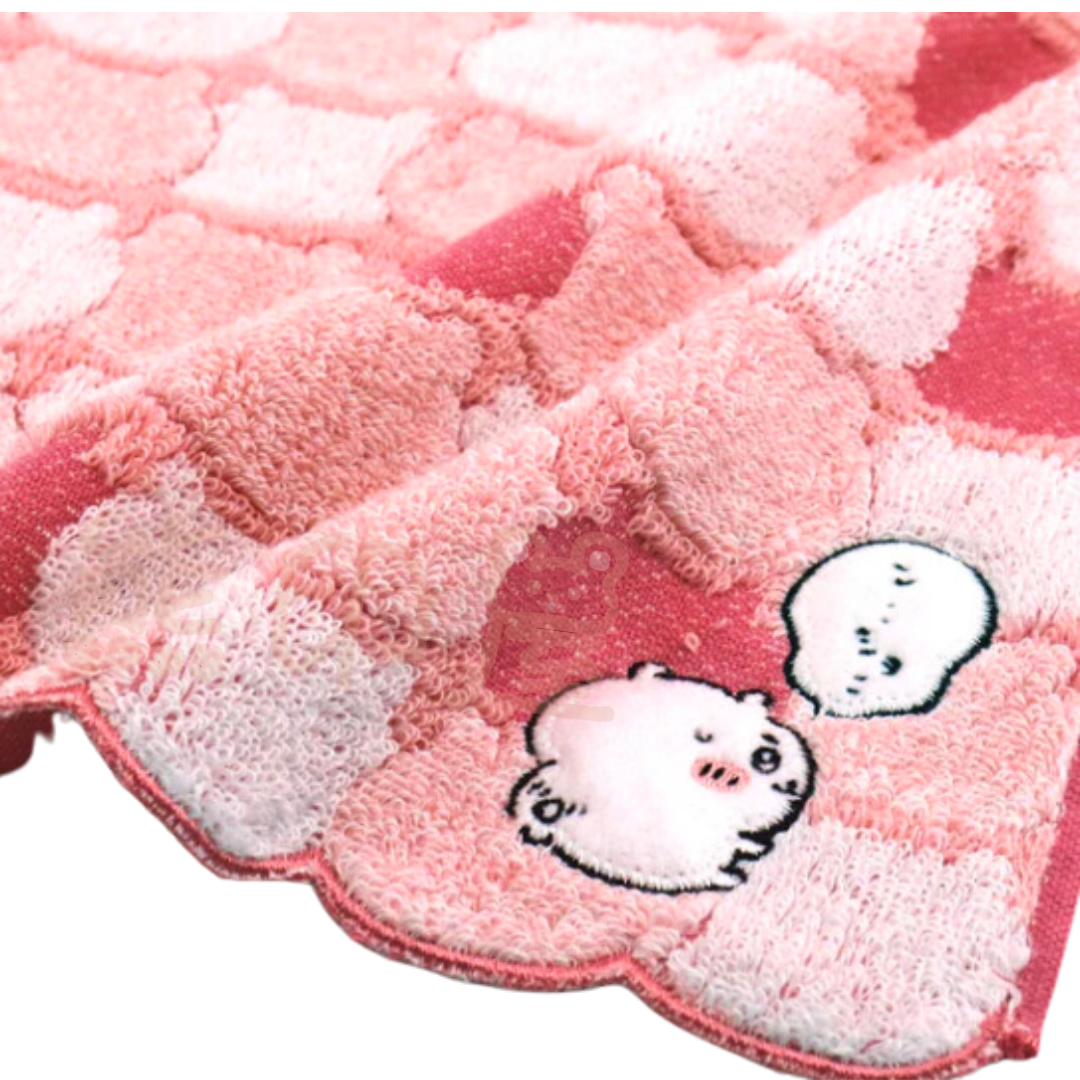 Chiikawa吉伊卡哇公仔方形毛巾 面巾  100％棉 (粉紅色)