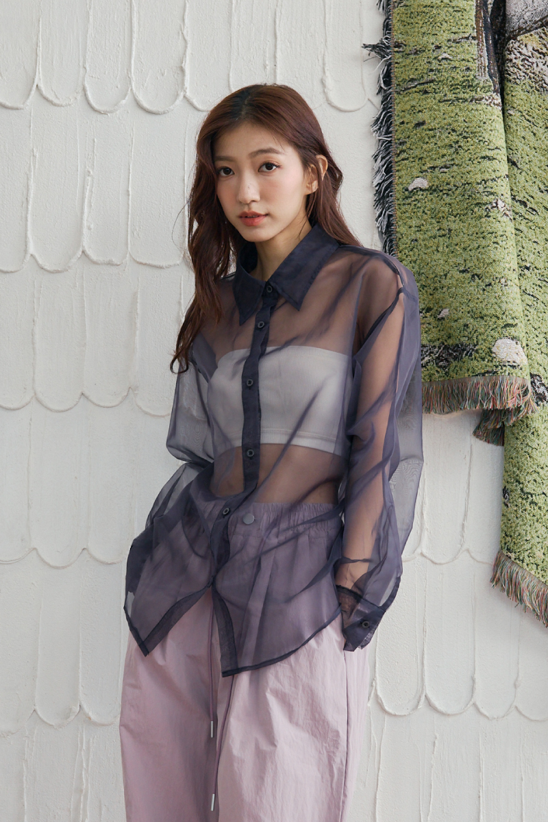 挺版薄紗襯衫上衣