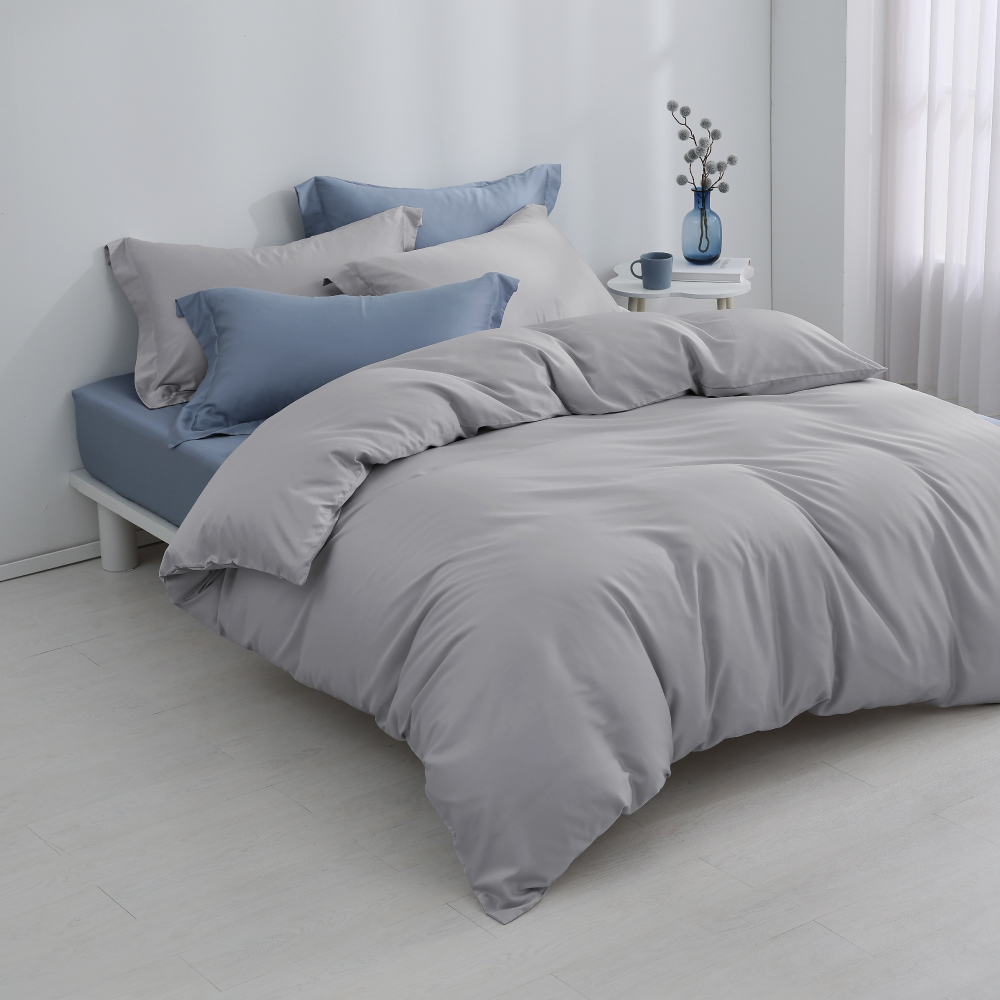 60支天絲棉｜67%天絲&33%純棉｜雙色配｜淺石灰ｘ霜韻藍