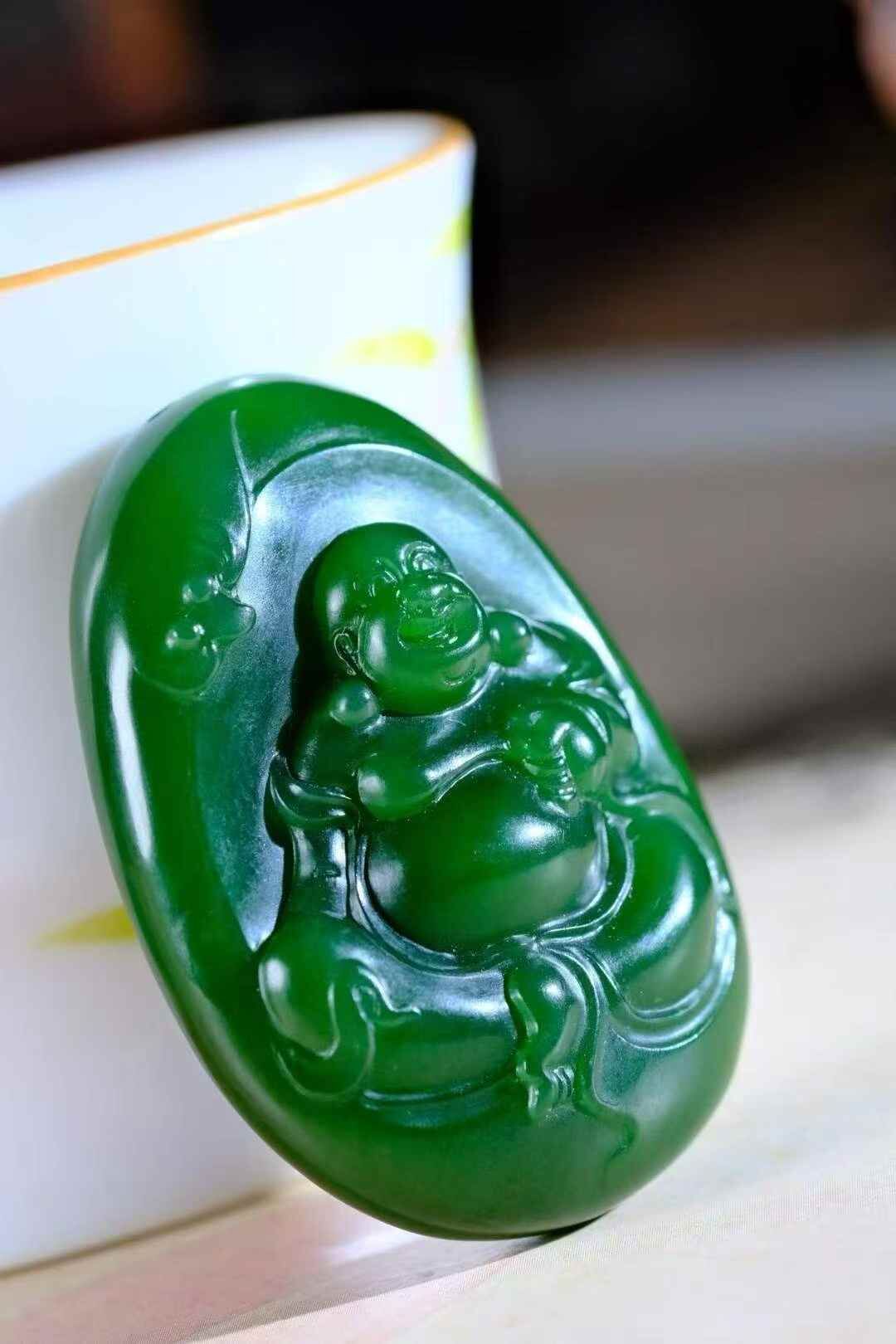 96738 和田玉碧玉彌勒佛