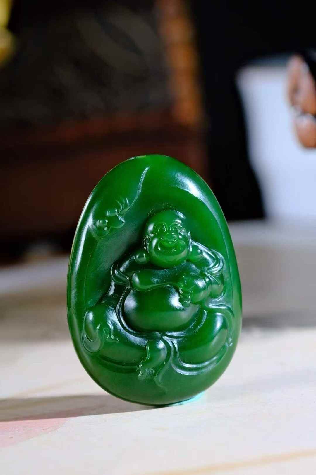 和田玉碧玉彌勒佛,天然和田玉軟玉