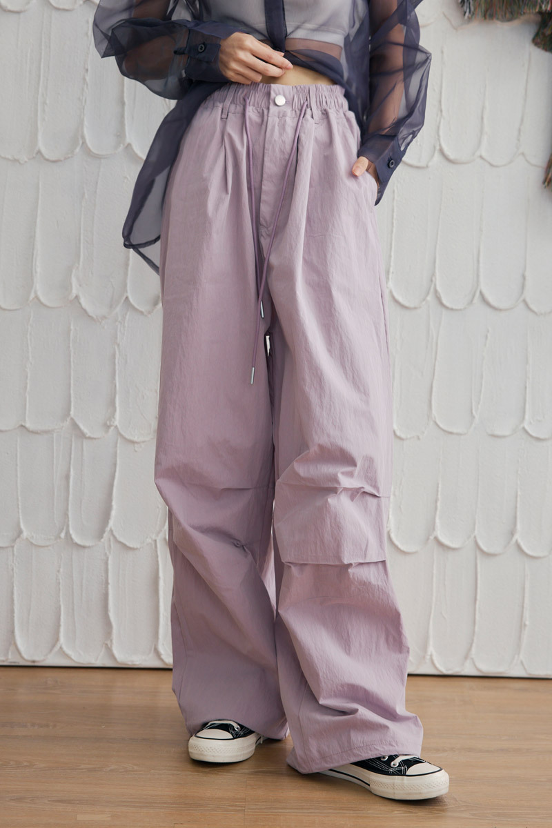 抽繩打褶寬鬆休閒褲