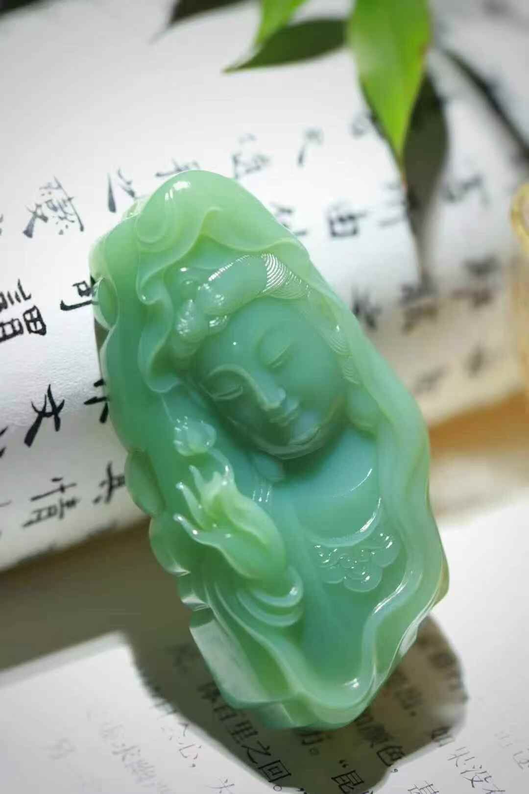 96739 和田玉粉綠觀音
