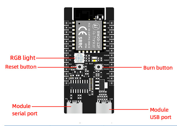Ameba,BW20-12F,typeC,RTL8720DN,開發板,介面說明