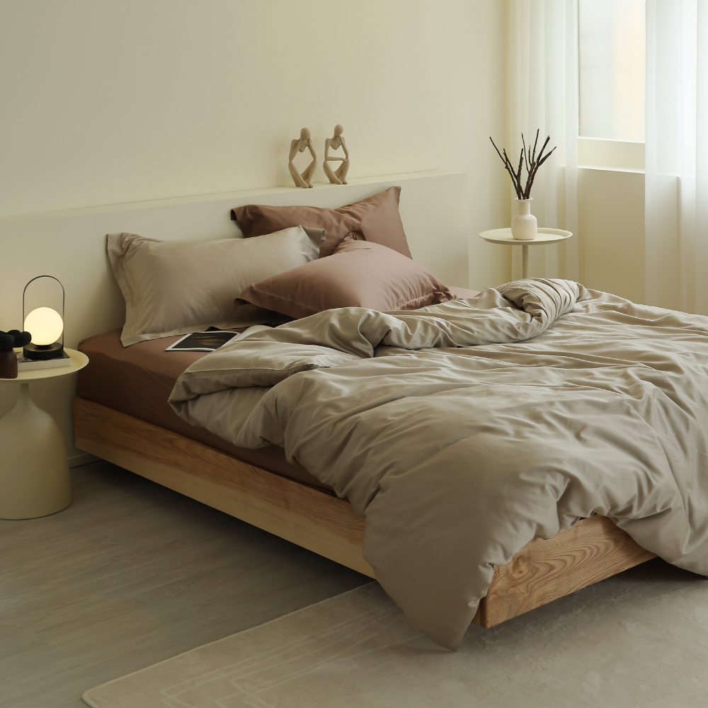 60支天絲棉｜67%天絲&33%純棉｜雙色配｜藜麥色ｘ檀木咖