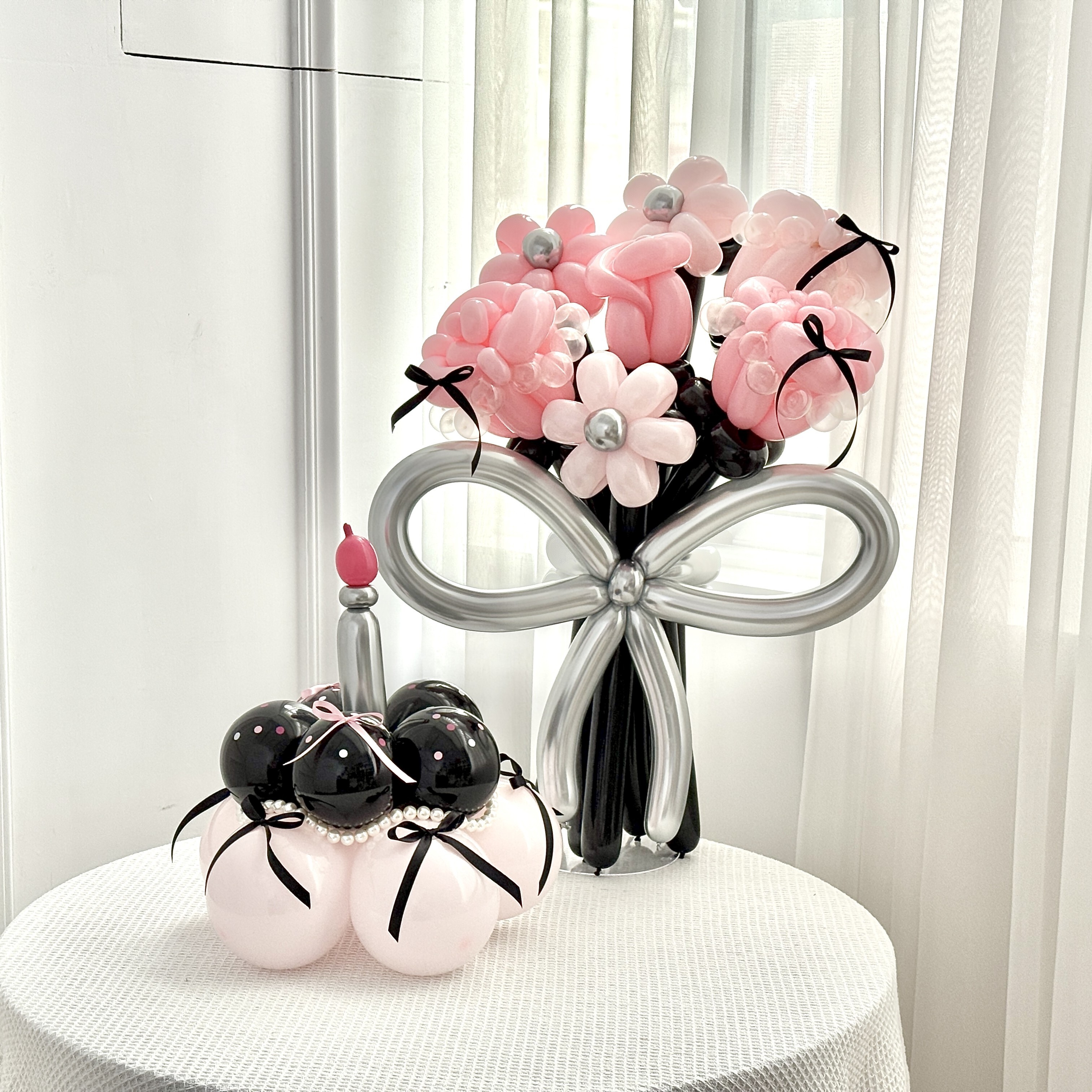 手折氣球丨蝴蝶結花束 × 氣球蛋糕