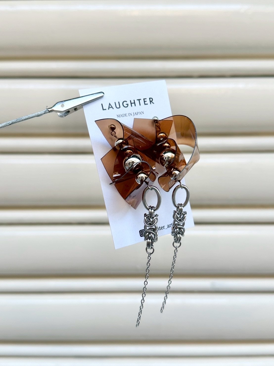 [LAUGHTER] PVC耳環 | 棕色耳針 | NO.328