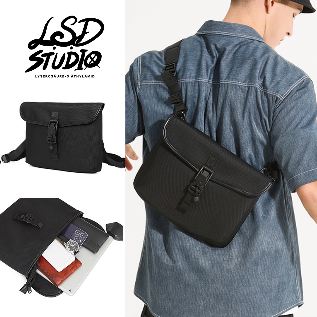 City Mute-磁吸快拆扣設計斜肩包【BGHF8】