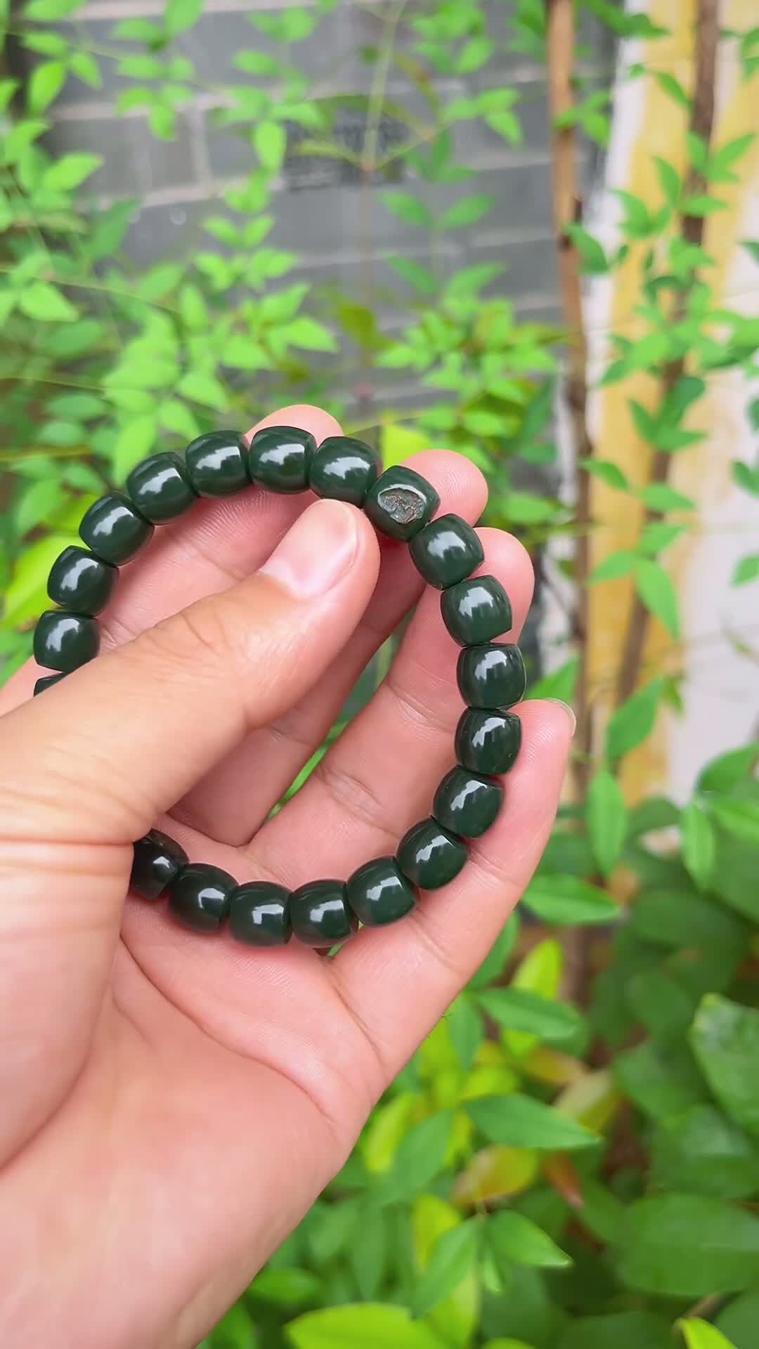 和田玉戈壁料墨藍手串 (10mm直徑),天然和田玉軟玉