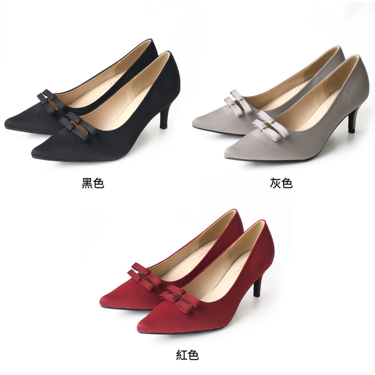 甜言溫柔 雙蝴蝶結尖頭跟鞋【KH7533】
