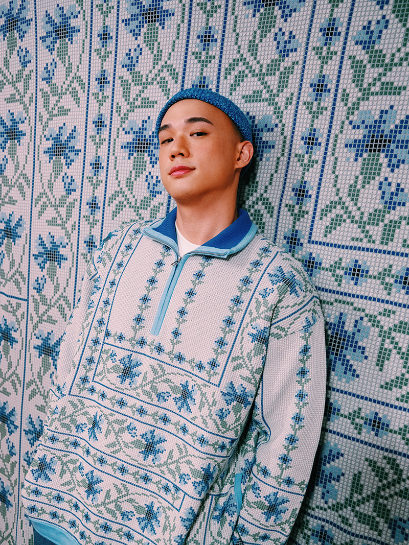 Morning Glory in Nippori Zip Neck Top