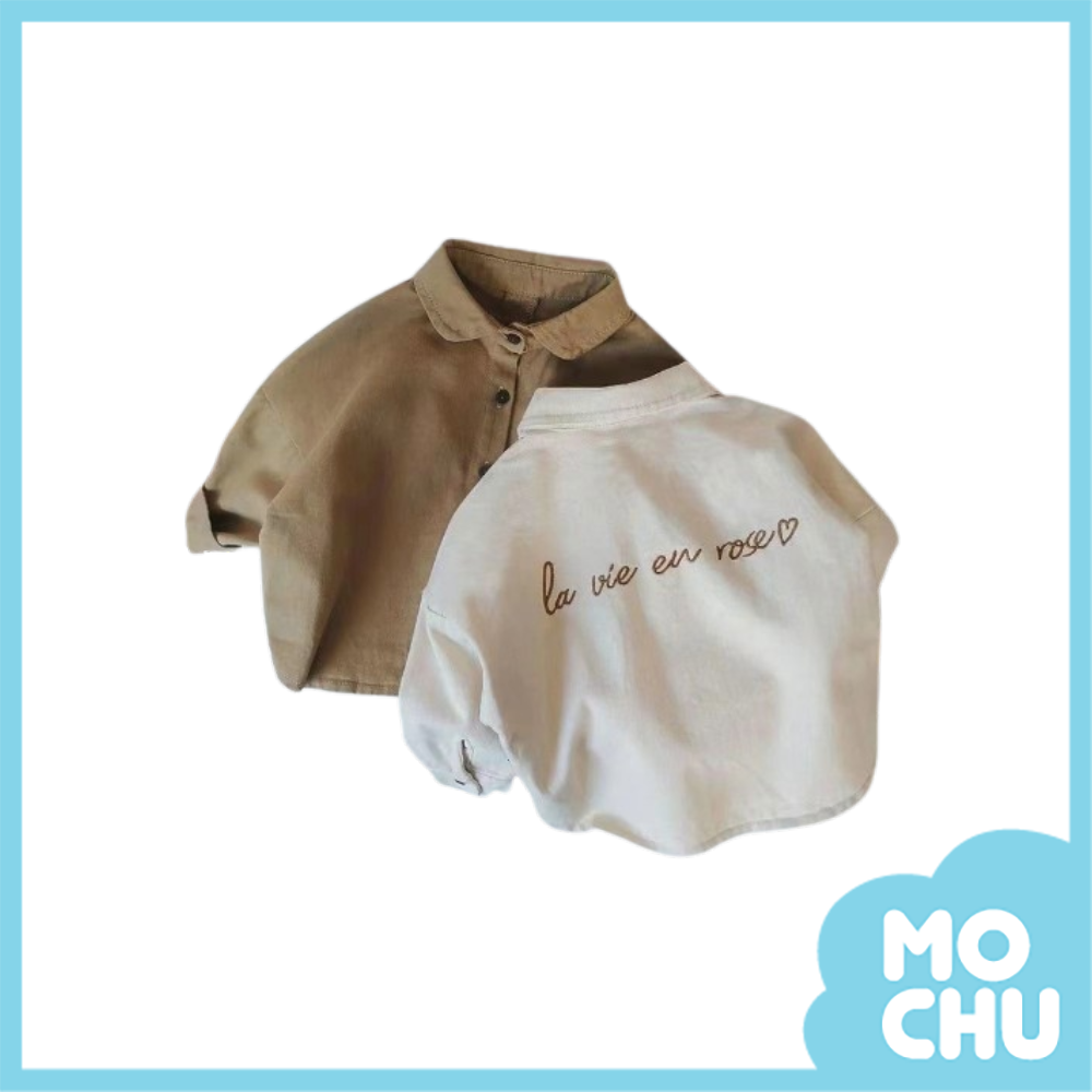 (90cm現貨)草寫英文長袖襯衫