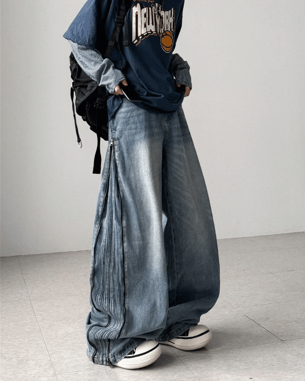 Motive 拉鍊寬鬆牛仔褲