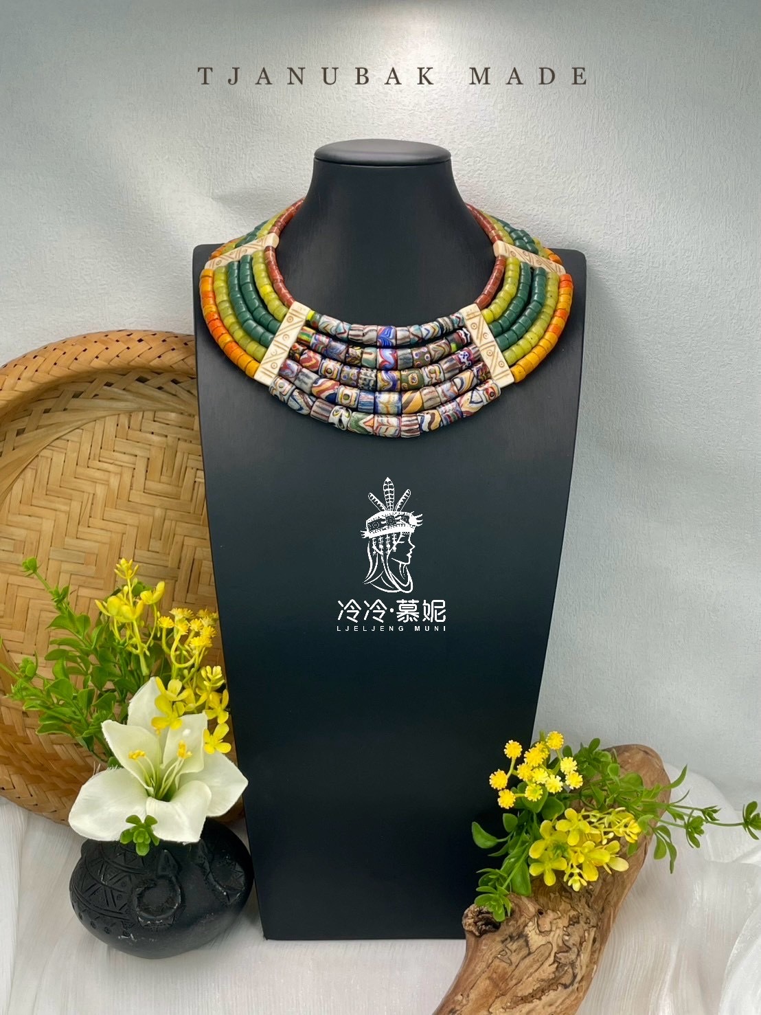 W-No.16傳統花珠六排複串短鍊44cm