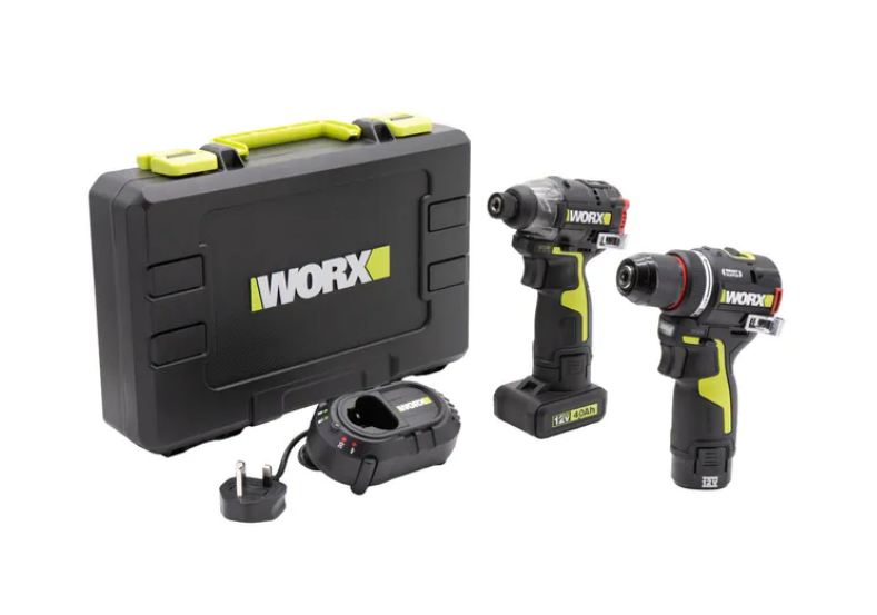 "WORX"威克士 無刷電鑽+起子機套裝(鋰12V)(2.0Ah電池+4.0Ah電池+1.5A充電器)-[WU927]