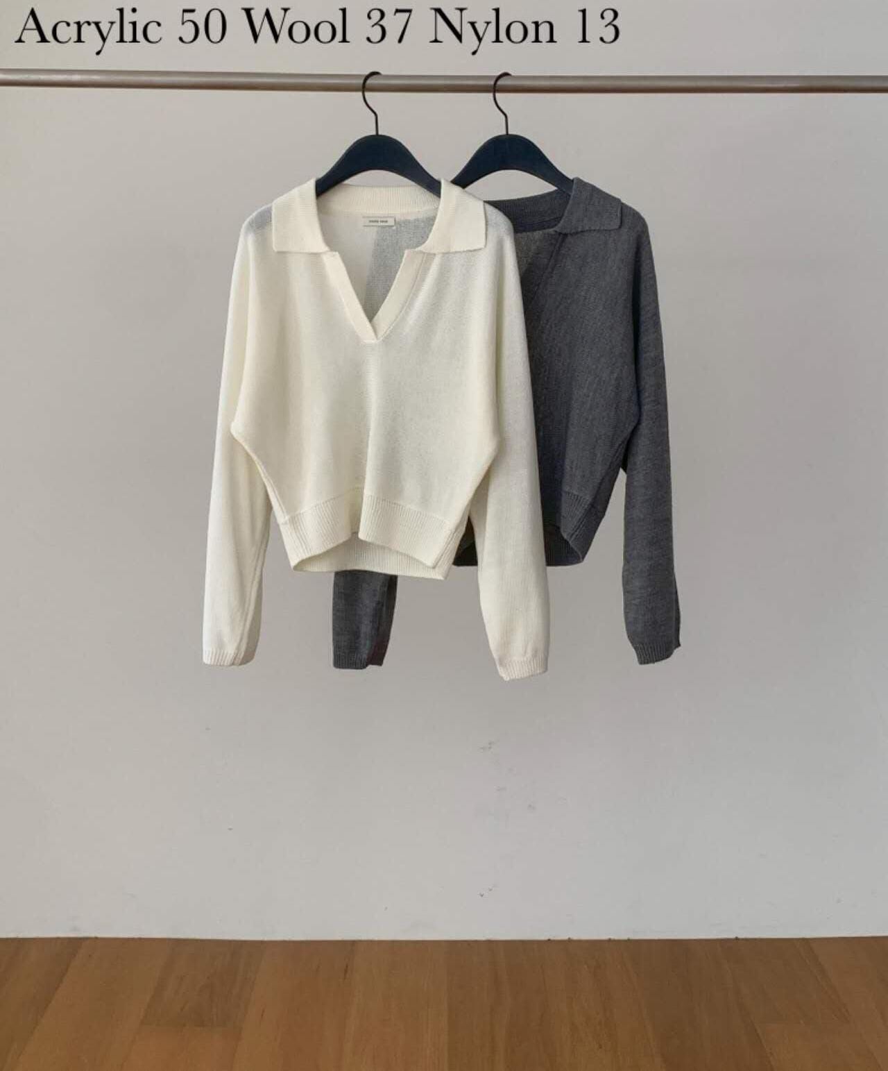 DR5015 開V領翻領收腰長袖上衣