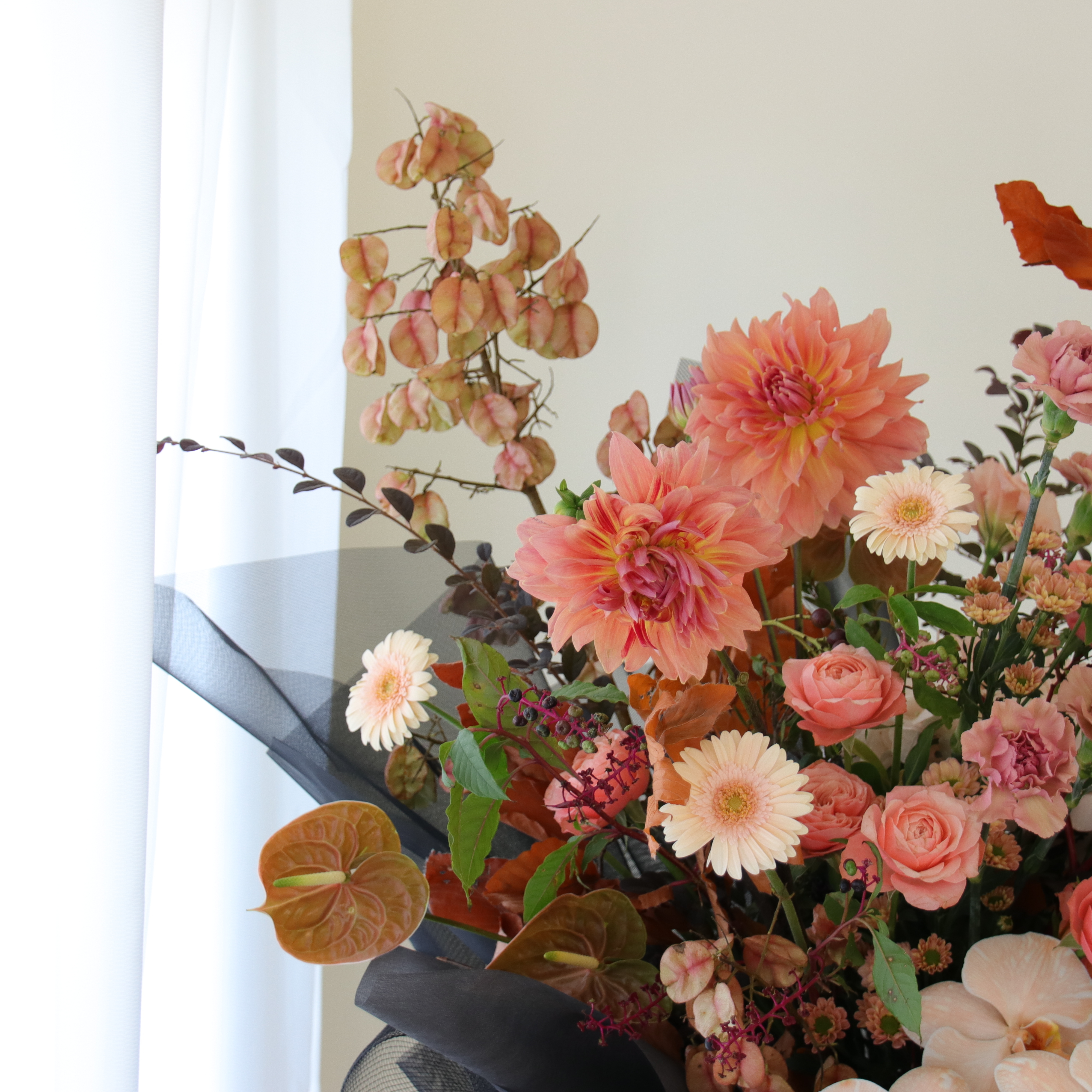 琥珀之秋- 秋色系高架花籃（包裝款）