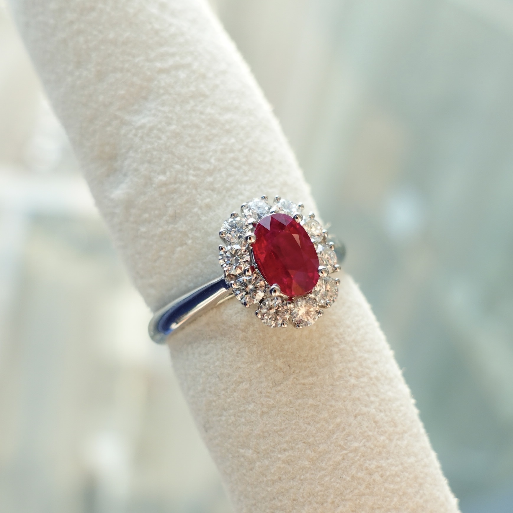 1.01ct緬甸產天然紅寶石18K金鑽石戒指-配AIGS寶石證書