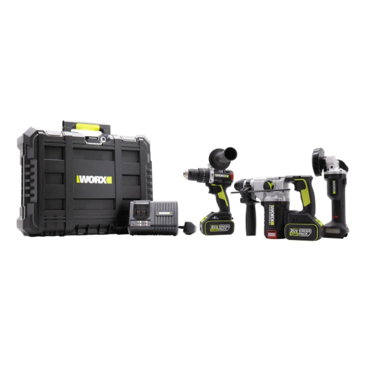"WORX"威克士 20V充電式三寶套裝(5.0Ah電池X2)(6.0AX1)-[WU928]