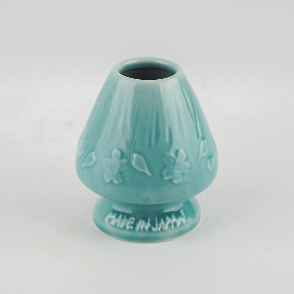 日本製 茶筅座 茶筅くせ直し 美濃燒 櫻花(淺藍)