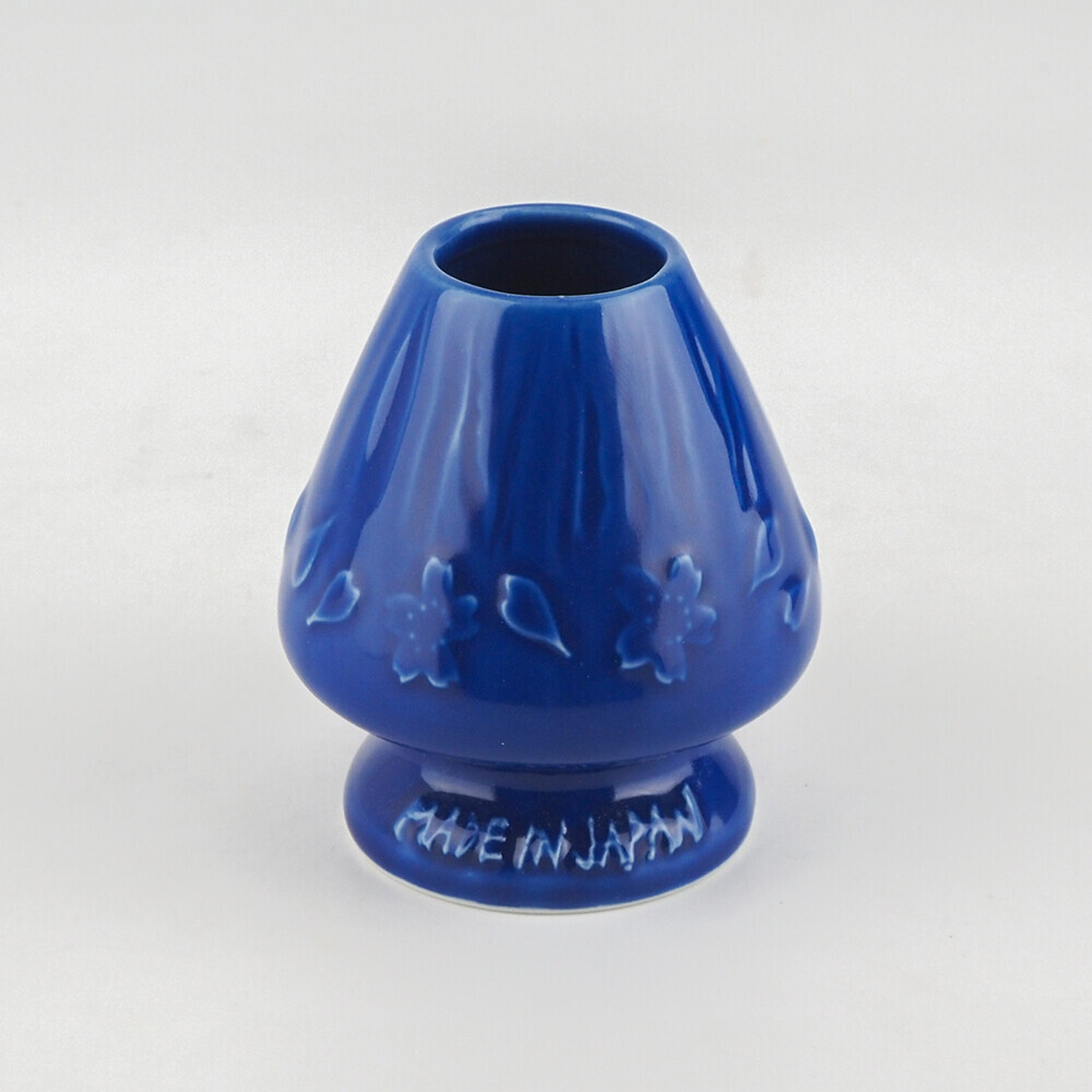 日本製 茶筅座 茶筅くせ直し 美濃燒 櫻花(深藍)