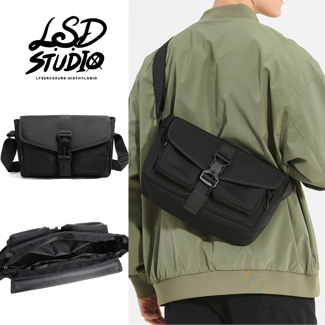 【BGHF11】City Mute-雙前袋設計機能商務斜肩包