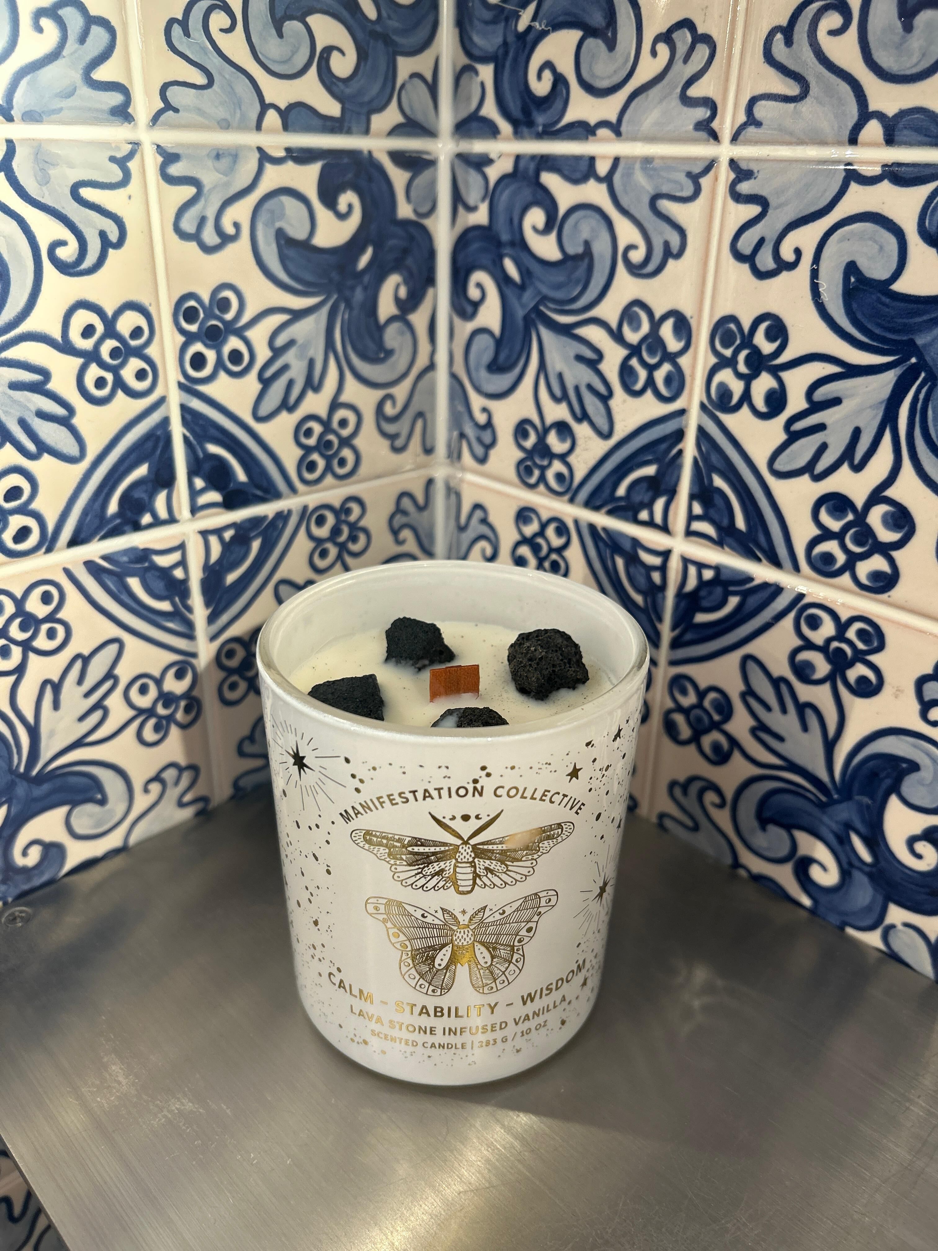 Manifestation Collective Lava Stone Infused Vanilla  Scented Candle 283g