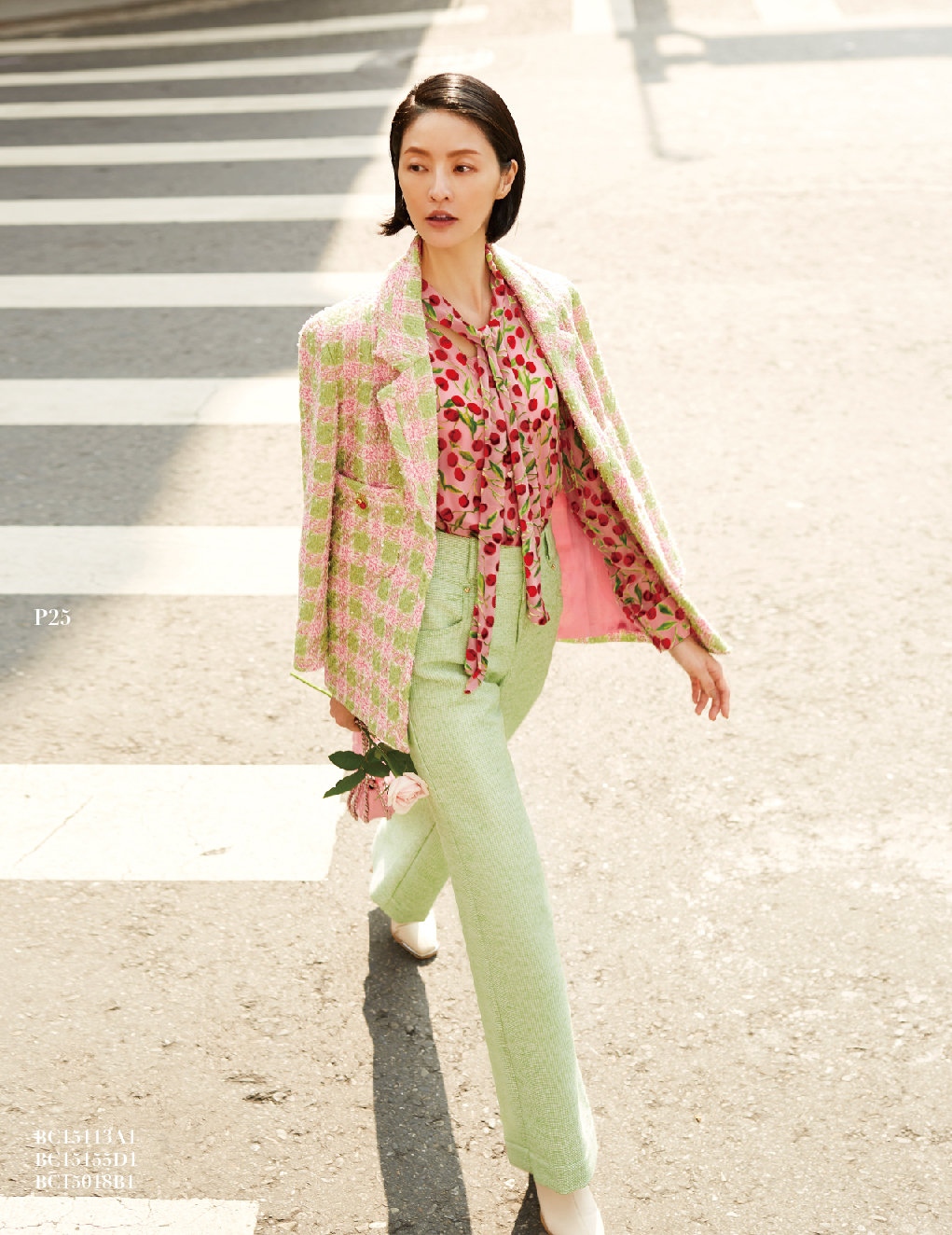 BC15155D1 玫瑰山谷水晶格子呢正裝 (附別針*4)