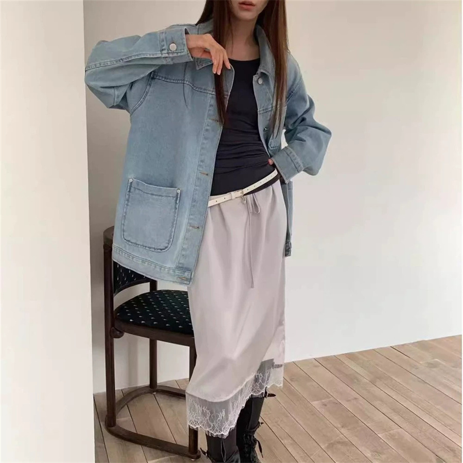 9W17 男友風寬鬆感水洗牛仔外套 一色