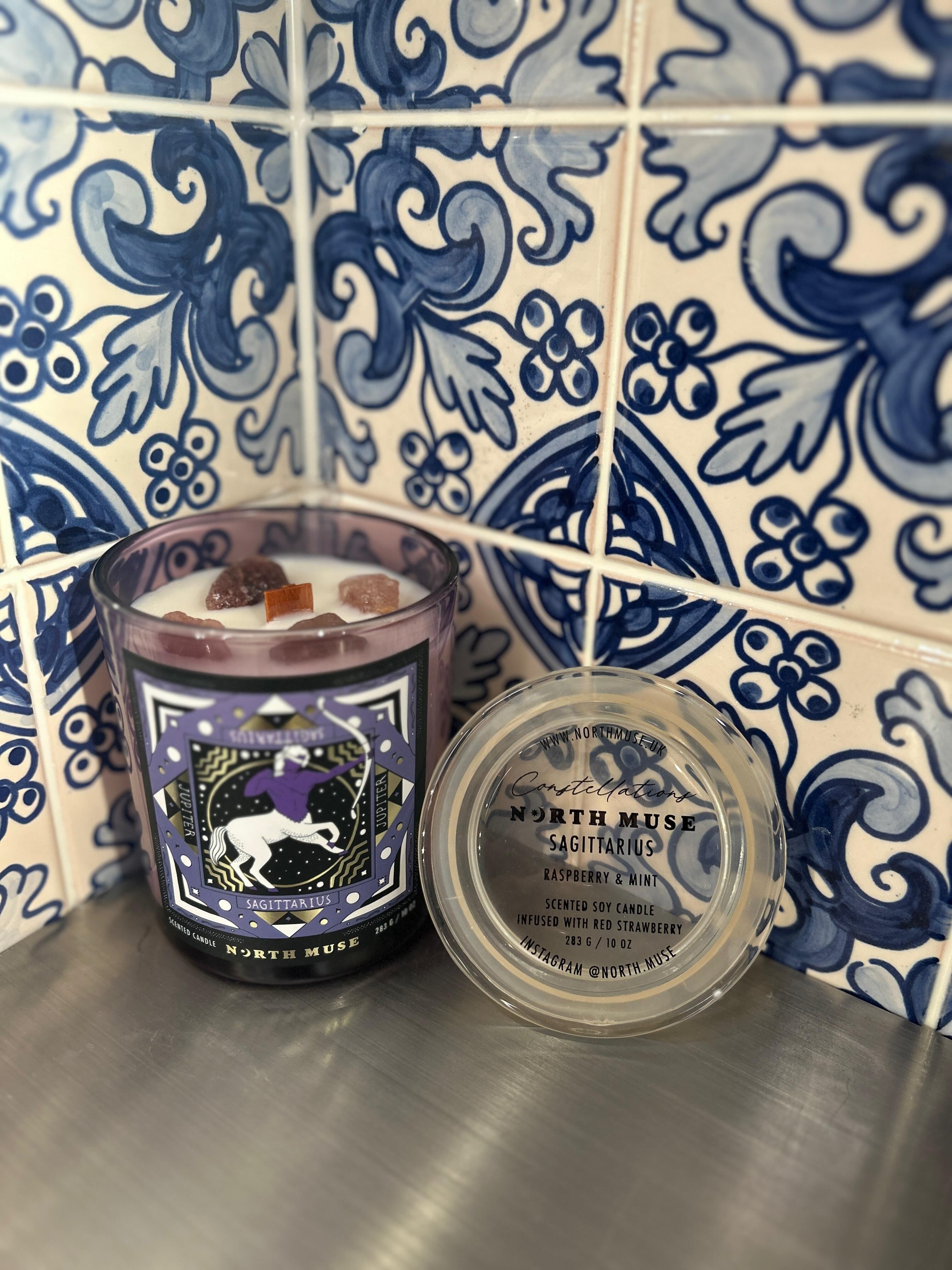 Raspberry & Mint Scented Soy Candle Infused With Red Strawberry 283g